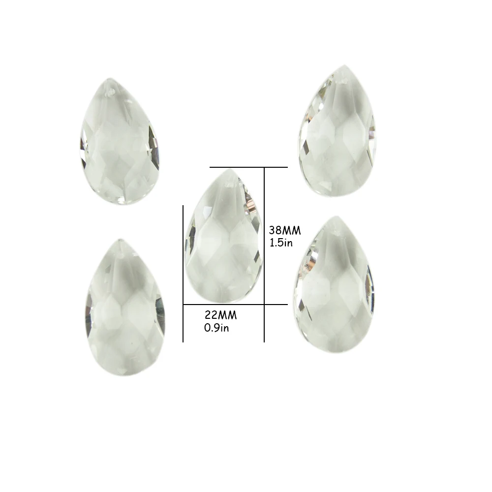 

38mm 10pcs/lot Clear Acrylic Teardrop Crystal Chandelier Pendants Parts Hanging for Wedding Party Centerpiece Tree Decoration
