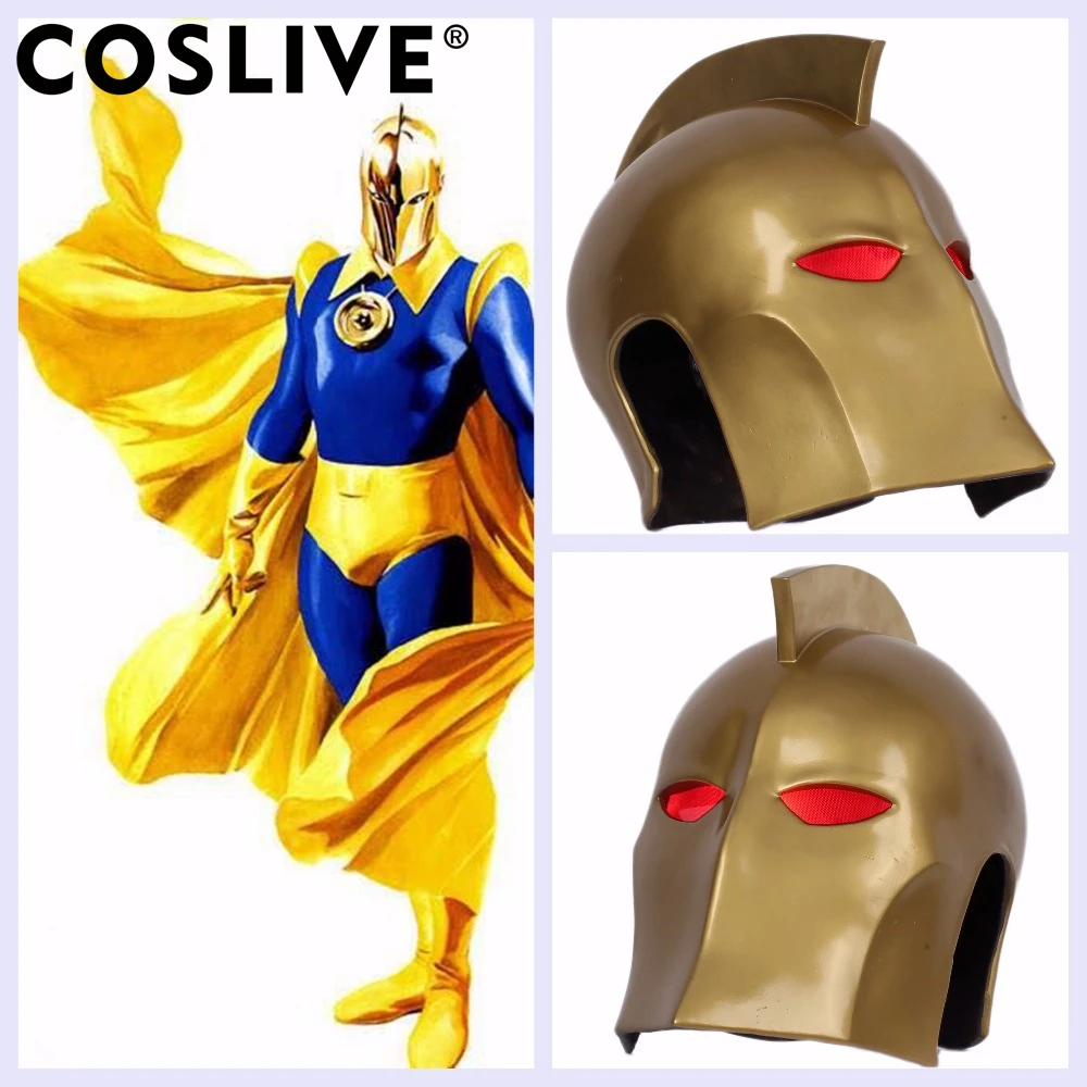 

Coslive Doctor Fate Cosplay Mask Full Head Helmet Halloween Holiday Party Cool Cosplay Masks Gold Color Helmets With Led Light