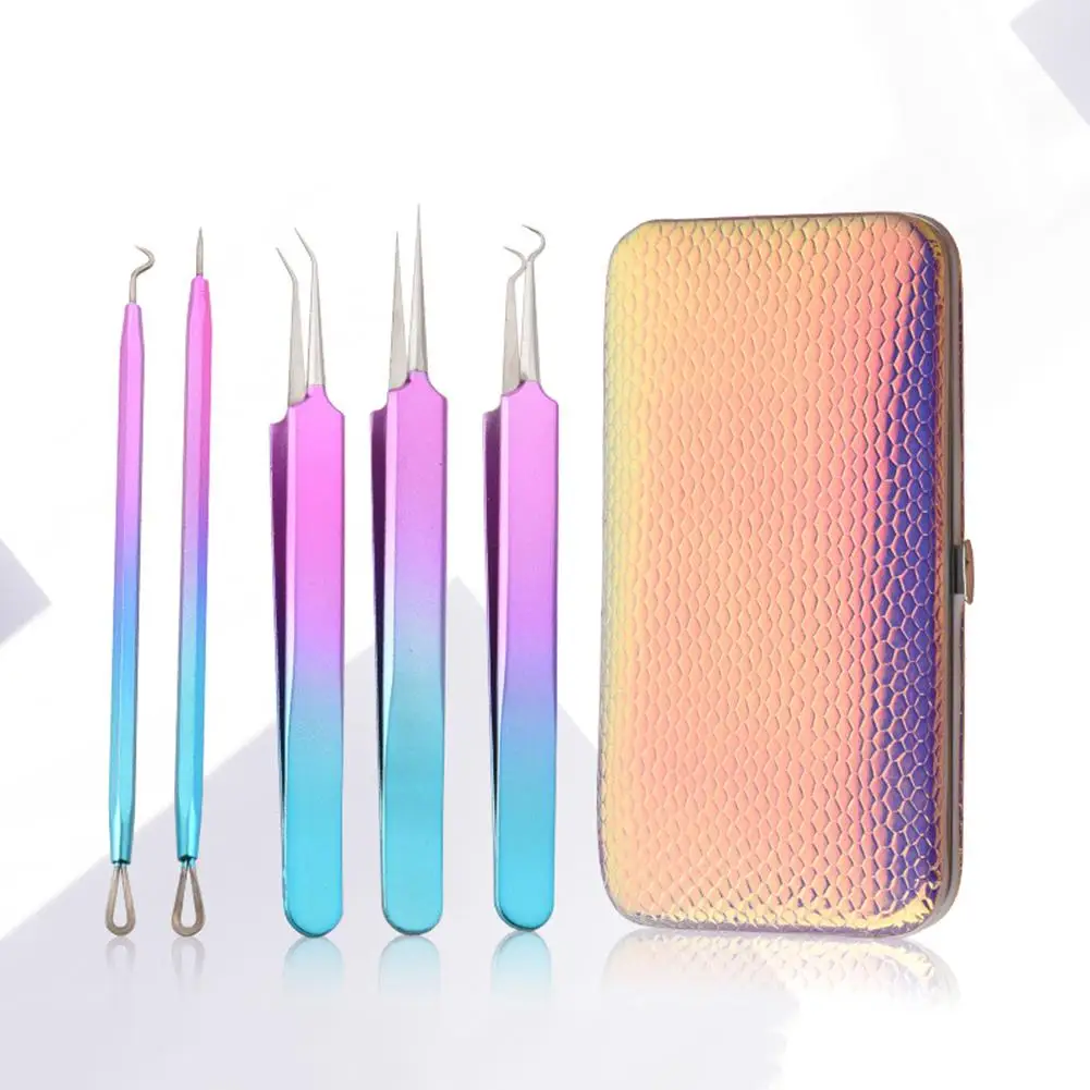 

5pcs Stainless Steel Acne Needles Clips Cleanser Blackheads Acne Comedone Pimple Blemish Extractor Remover Face Skin Care Tools