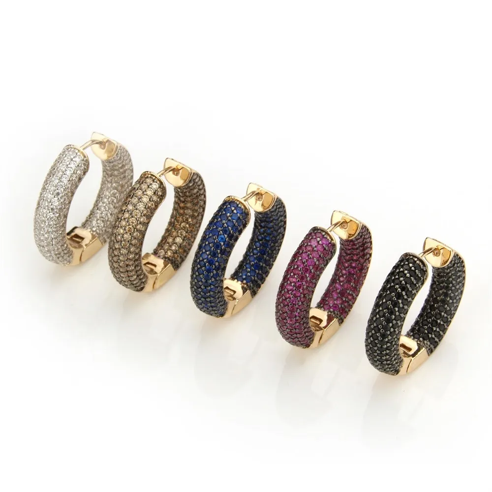 

Big Circle Hoop Golden Copper Pins Earrings Women Multicolor Cubic Zirconia MOLINUO