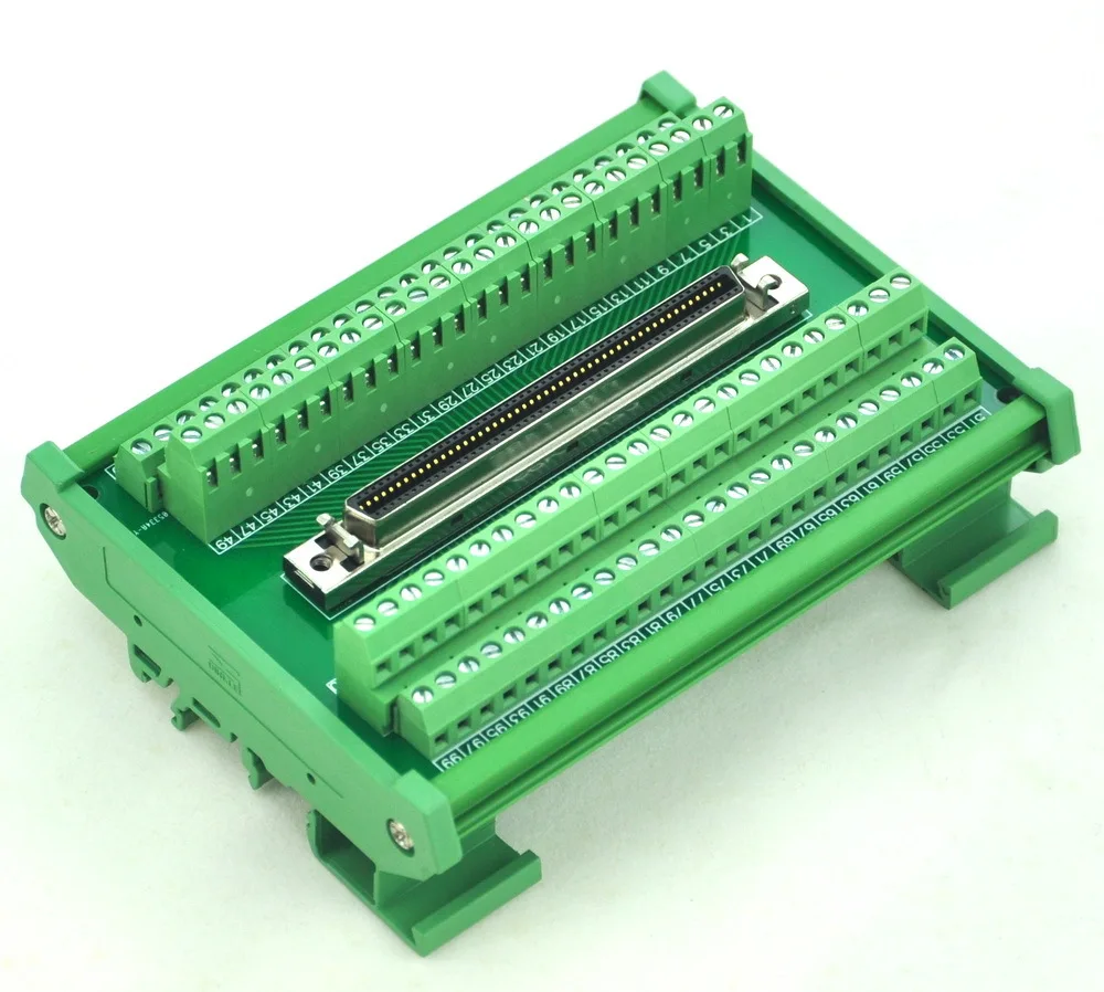 

DIN Rail Mount 100-pin 0.05" Mini D Ribbon/MDR Female Interface Module, SCSI.