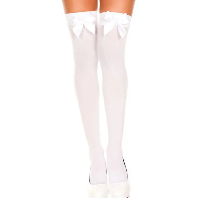 Bow Lace Stockings Stretch Thigh High Stockings Over The Knee Sexy Stockings For Women Girl - Цвет: E