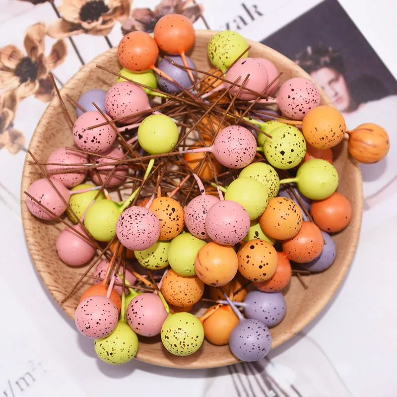 

50Pcs 12mm Mini Artificial Stamen Flowers Pearl Fruit Berries for DIY Craft Wedding Party Decor Scrapbooking Wreath