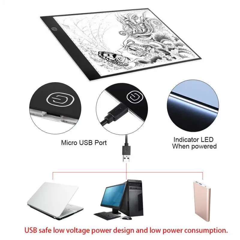 A4 светодиодный Отслеживание световая панель-бокс Трафаретный Рисунок тонкая подбивка стол для татуировки искусства