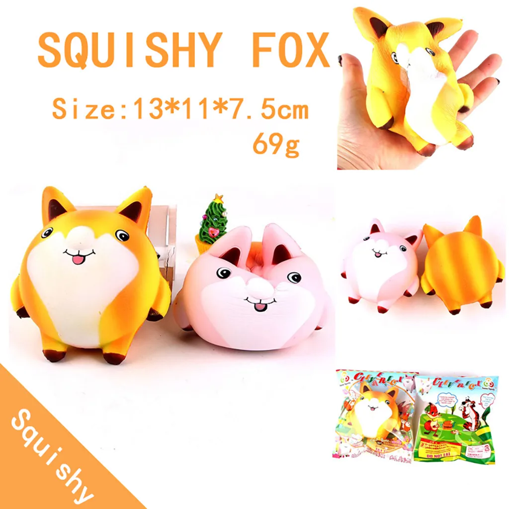 Children slow rebound slow squeeze toy simulation food model ventilation decompression toy cartoon fox version toy 2019 new