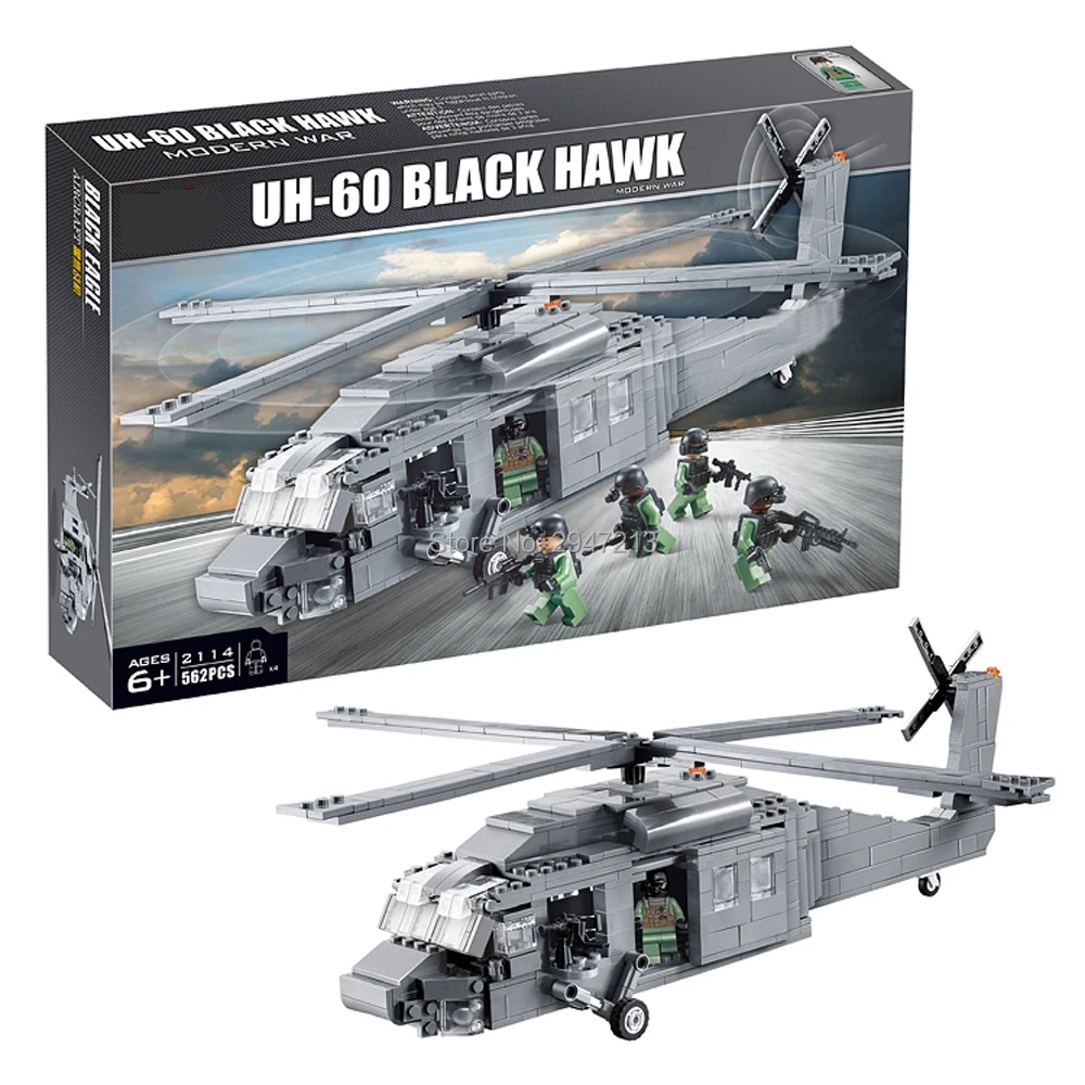 

hot LegoINGlys military ww2 US Black Hawk Helicopter Assault war Building Blocks model mini army figures weapon bricks toys gift
