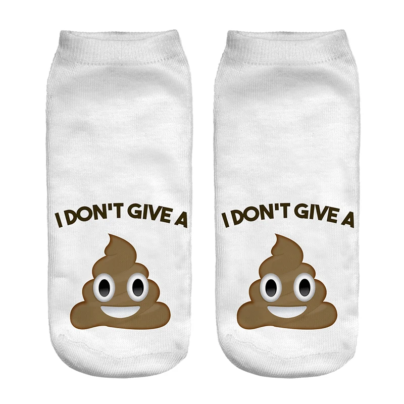 

2017 Fashion 3D Cartoon English Alphabet Poo Cute Printed sock Men New Unisex Cute Low Cut Ankle Sock