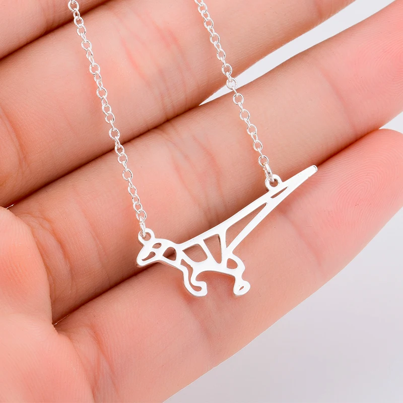

Yiustar New Gold Dinosaur Necklace Hollow Origami Chain Pendant Necklace For Women Jewelry Accessories Animal Necklace XL345