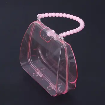 

Sweet Pink Baby Girls Transparent Handbag Jewelry Box Organizer Portable Storage