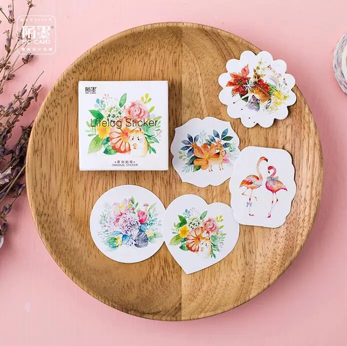 

45 pcs/pack The Blooming Season Label Stickers Set Decorative Stationery Craft Stickers Scrapbooking DIY  Stick Label