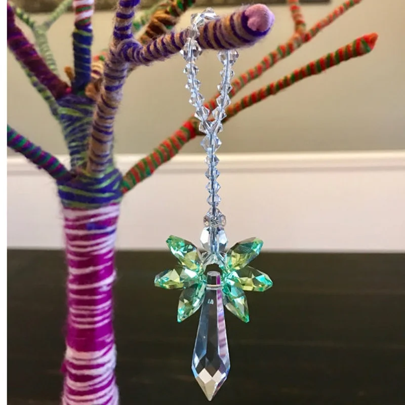 1PCS Crystal Suncatcher Hanging Angel Crystal Prisms Sun Catchers Pendant Healing Ornament Decor Gift For Home Decoration