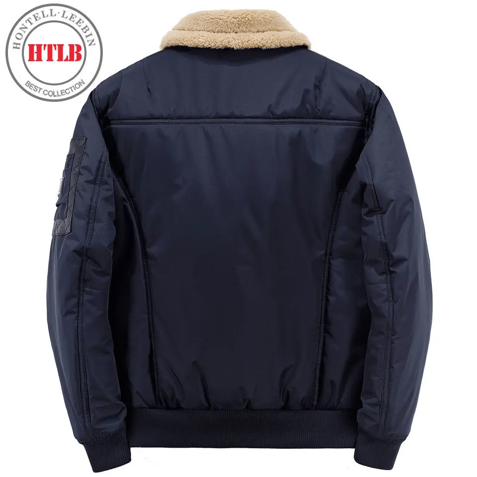 HTLB Winter Cotton Padded Jacket Parkas Men Brand Autumn Windproof Thick Fleece Warm Bio Down Parka For Men Short Coat