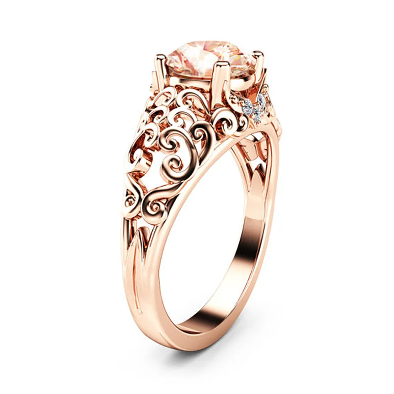 Mossovy цветы циркон розовое золото обручальные кольца для женщин модные вечерние кольца для женщин ювелирные изделия Anillos Mujer Bague - Цвет основного камня: 10