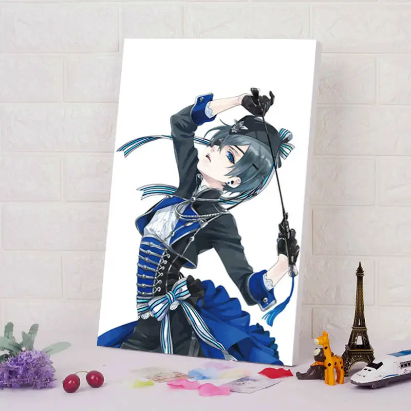 Цифровая живопись Kuroshitsuji цифровая краска по номерам японский стиль мультфильм плакат diy Цифровая живопись diy аниме плакаты аниме плакаты