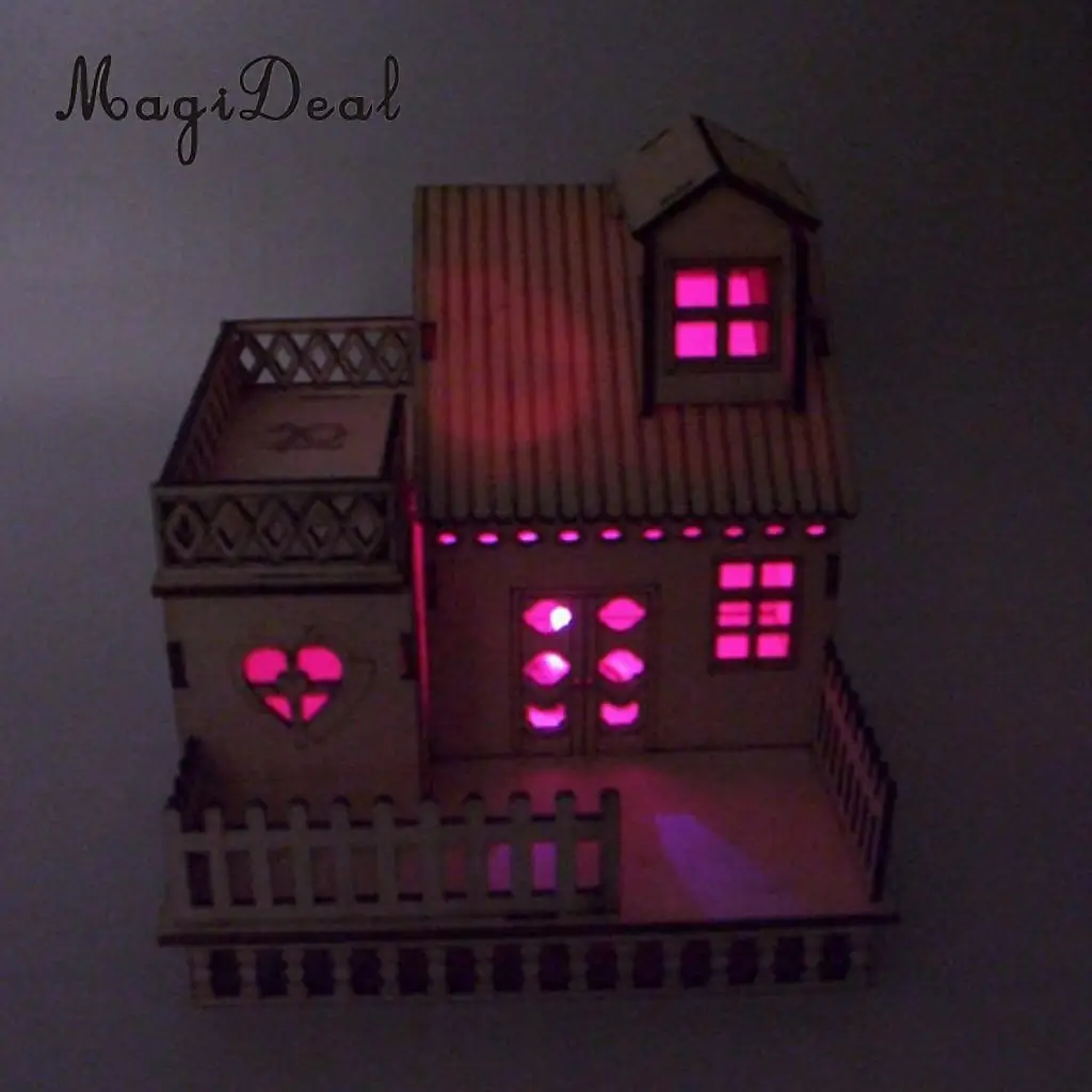 MagiDeal Wooden 3D China House Villa Model Construction with LED Lights Home Decor for Friends Lover Family Kids Birthday Gift