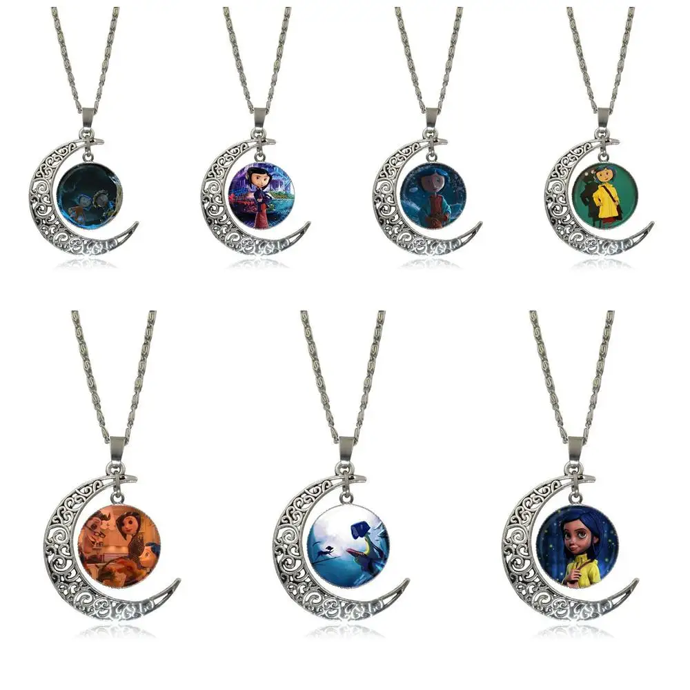 

EJ Glaze Coraline For Women Kids Gift Design Fashion Glass Crescent Moon Women Necklace Pendants