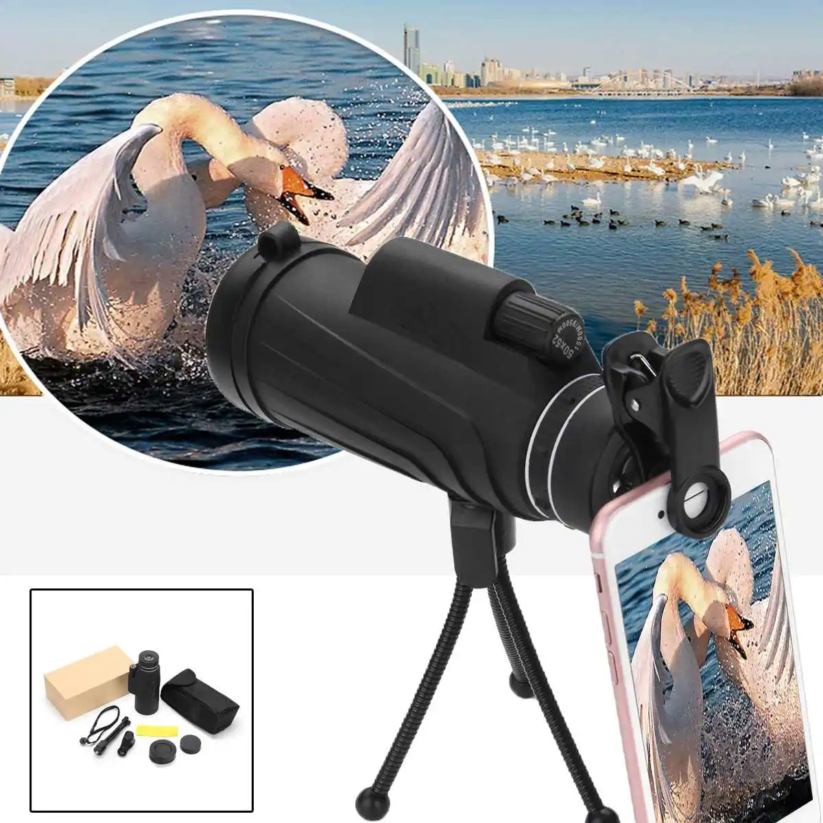 

50 X 52 Monocular Telescope NightVision Waterproof Mini Monocular for Outdoor Hunting Camping Watching Bird With Cilp Tripod