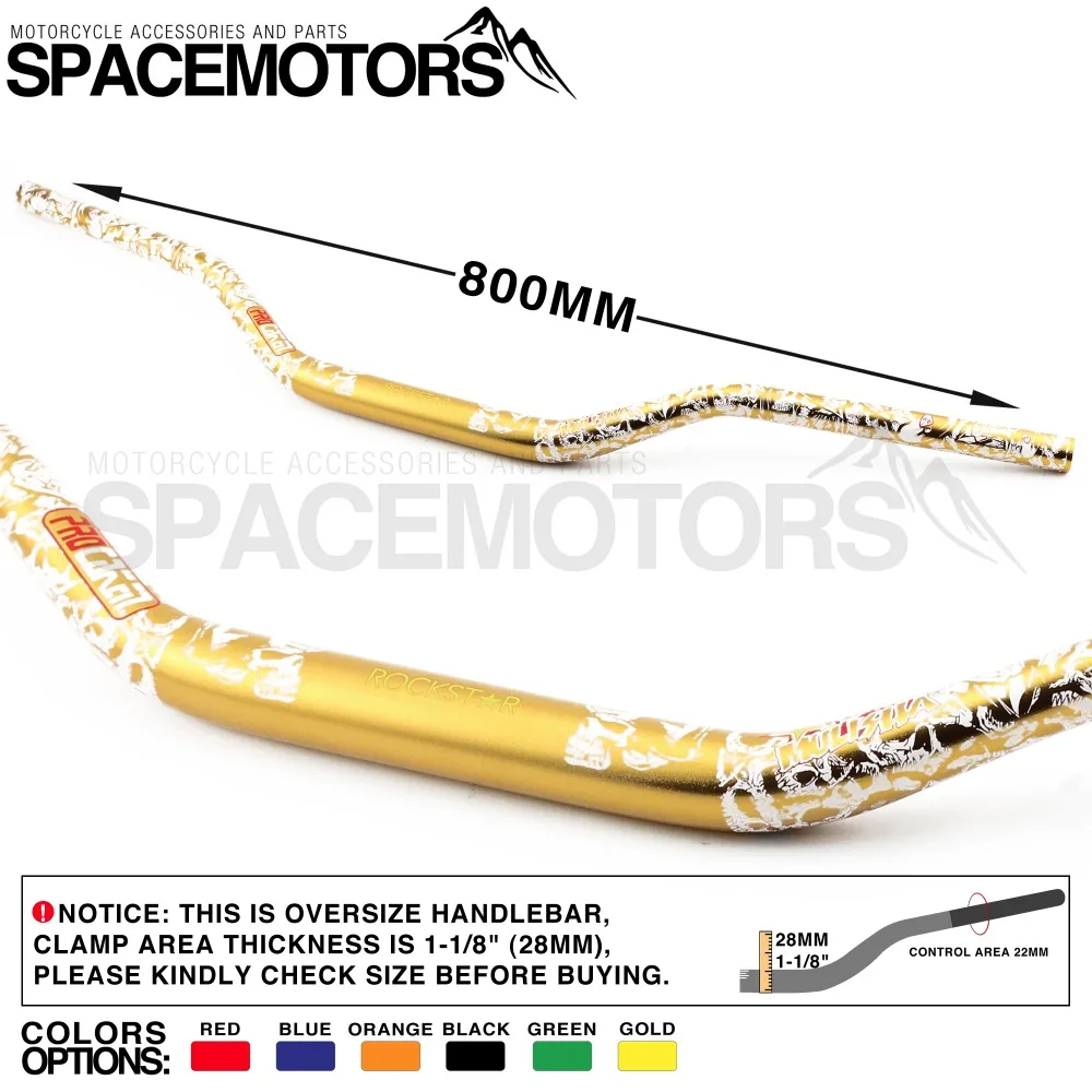 

Gold Mulisha 1-1/8" fatbar handlebar 28mm moto cross enduro pitbike dirtbike handle bar RMX DR DRZ RM JR 85 125 200 250 400 650