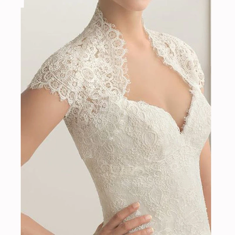 2017 Vintage Lace Wedding Boleros Jacket Short Sleeves White/Ivory