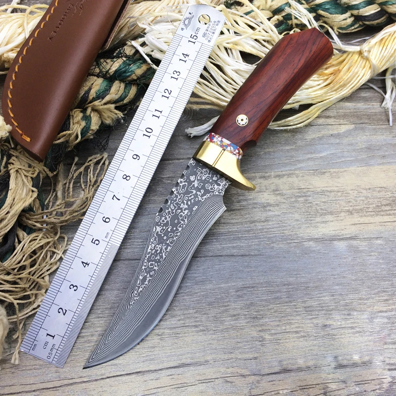 

Damascus Steel M2 Tactical Fixed Blade Knife,Collection Damascus Hunting Knife,EDC Straight Knives,Outdoor Camping Knives Tools