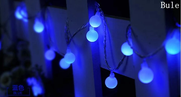 Светодиодная гирлянда с шариками 2 м 3 м 4 м 5 м 10 м 20 м, работающая от аккумулятора, свадебная Рождественская наружная гирлянда, водонепроницаемые декоративные лампы - Испускаемый цвет: Синий