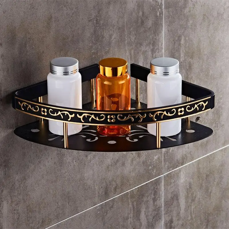 Американская космическая алюминиевая черная Золотая двойная и Одиночная корзина для ванной полка античный золотой набор аксессуаров для ванной комнаты - Цвет: V