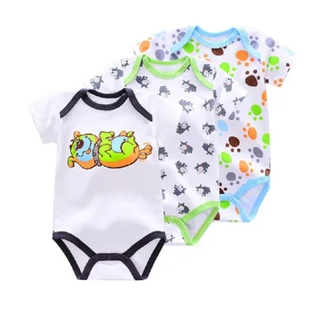 

3 Pieces/lot New Summer Baby Boys Bodysuit Animal style Short Sleeve infant Bodysui Jumpsuit cotton Baby Overall Newborn Clothes