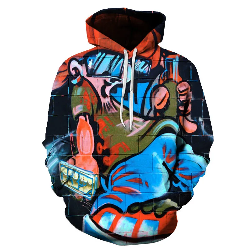 2018 New Graffiti Paint 3D Hoodies Streetwear Fashion Men Clothes Hoody ...