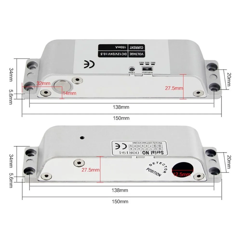 

Door Electric Bolt Lock Timer Drop Bolt Lock Fail-safe Electric Gate Door Lock Access Control DC 12V/24V Delay 0-3-6 seconds