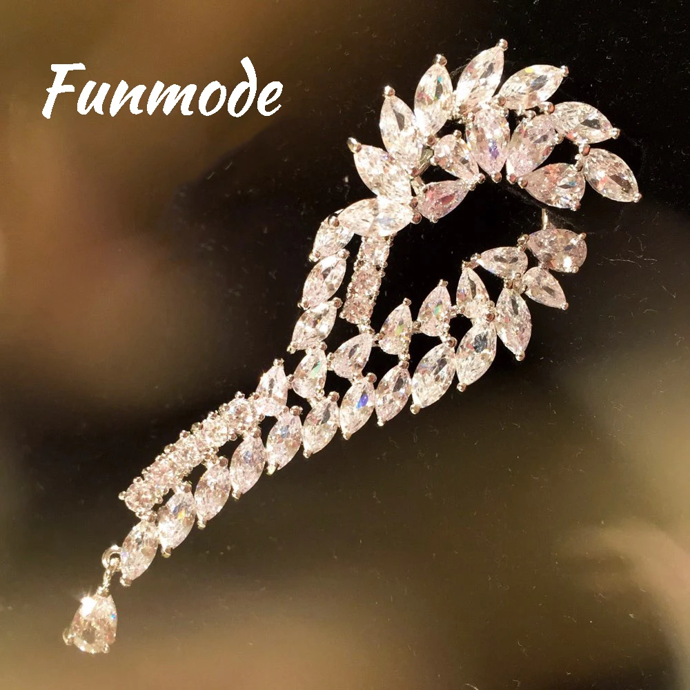 Женские длинные серьги Funmode серьги-капельки с кубическим цирконием модные F011E |