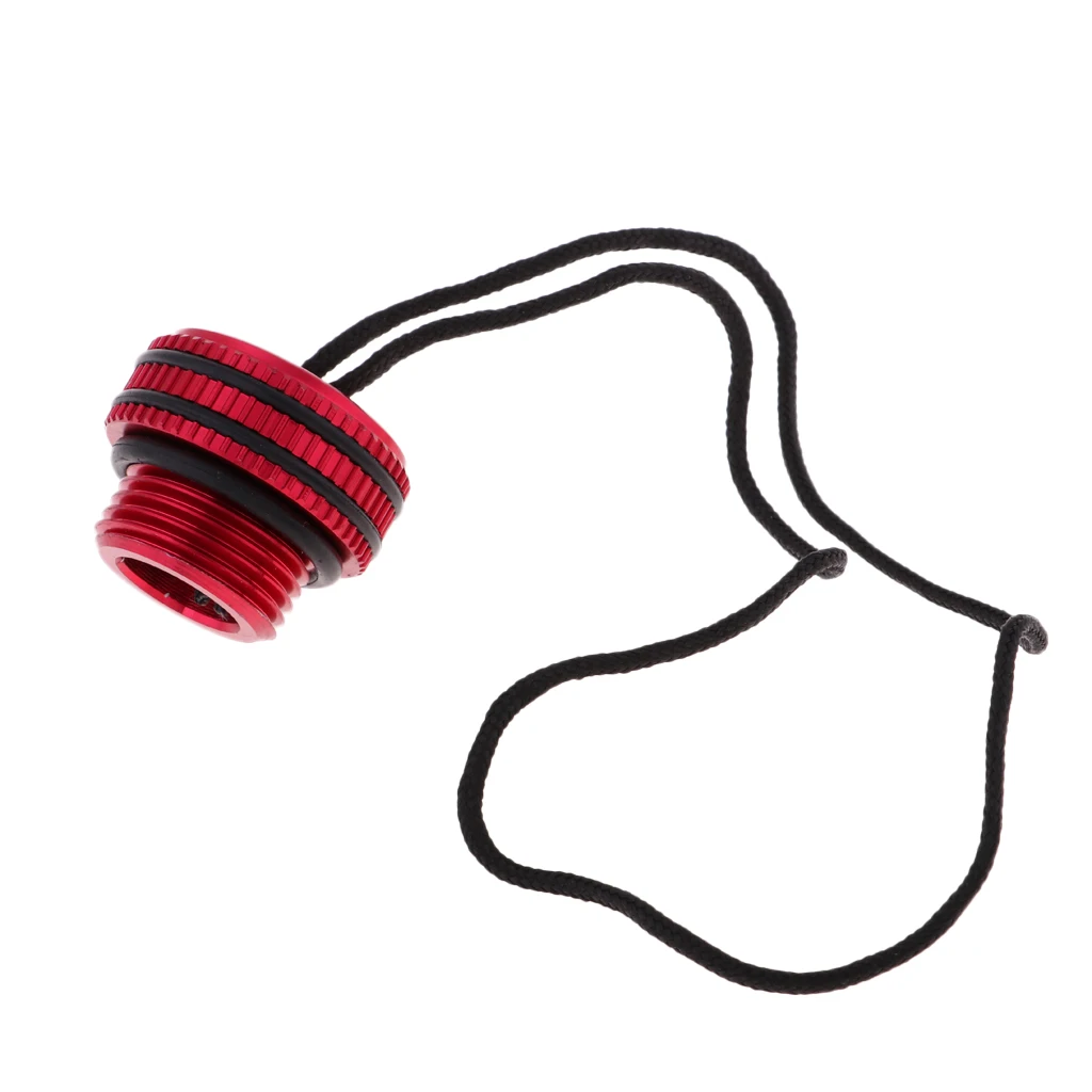 Aluminum Alloy Scuba Diving Dive Tank Valve Threaded Dust Plug  Cover Tank Protection with Attachment Lanyard Accessories