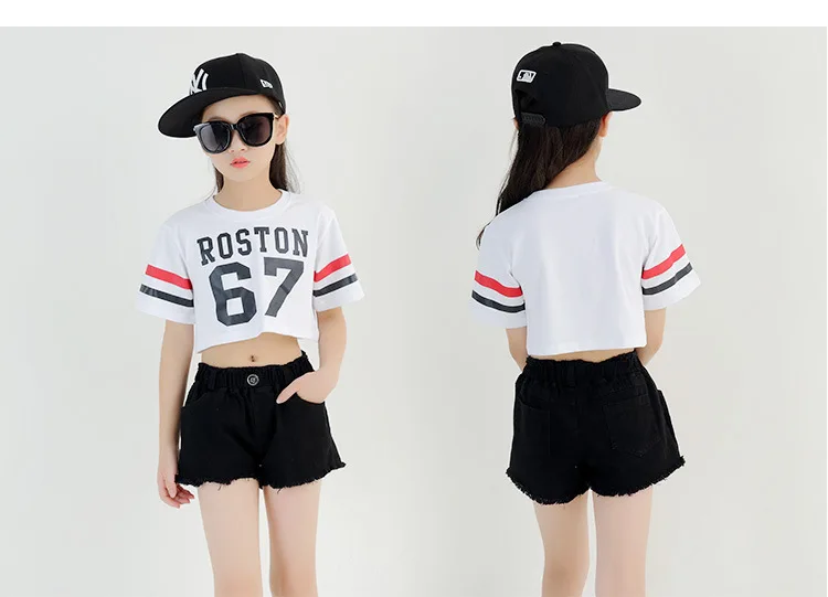 2018 Kids Street Dance Costumes Girl's Dancewear Jazz Hip Hop Clothing Modern Dance Training Clothes Set Top+ Pants Size 110-160 (4)