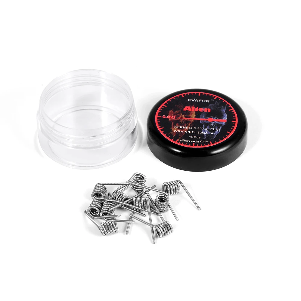 10 шт./компл. готовые катушки EvaFun для электронной сигареты RDA RTA Alien плоские витые