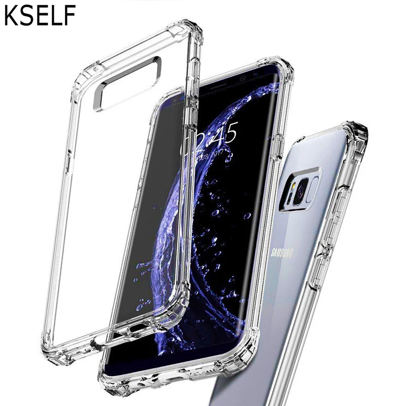 

KSELF Crystal TPU Plain Case Cover for Samsung Galaxy S8 S9 Plus Note 8 Soft Silicone Clear Transparent Shock Resistant Case