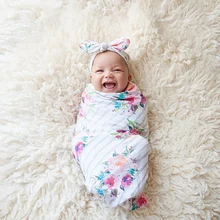 Buy Cotton Bedding Accessories Sleeping Bag Muslin Swaddle Blanket Floral Print Newborn Swaddle Set Baby Girl Boy Clothes Free Shipping
