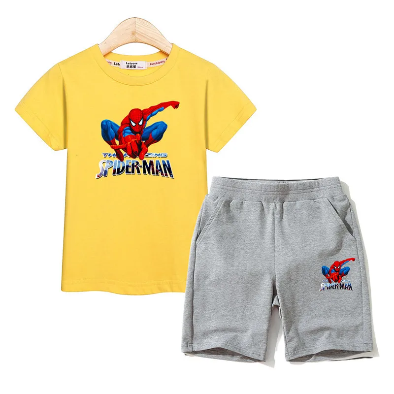 

Children brand outfits fashion boy costumes spiderman t-shirt +cotton pants kids sets summer clothes boys cartoon suits