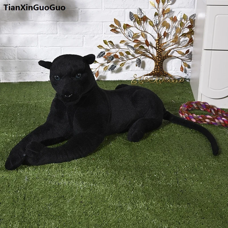 

large 75cm simulation black panther plush toy soft doll throw pillow birthday gift s0416