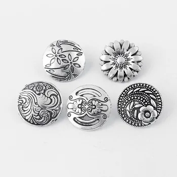 

20pcs Embossed Flower Button Fastener Slider Spacer for Bracelet Necklace Jewelry Making Accessories Material