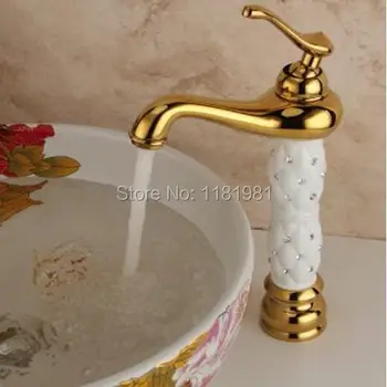 

Luxury Gold copper white/black diamond body brass hot and cold mixture deck mounted faucet BT-3W