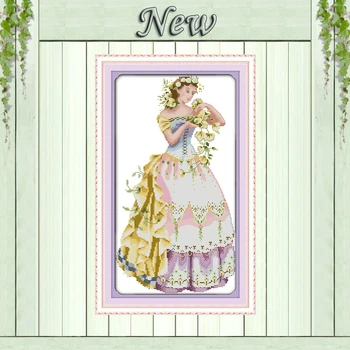 

The young girl fairy angel paintings counted printed on canvas DMC 11CT 14CT Chinese Cross Stitch kits needlework Sets embroider