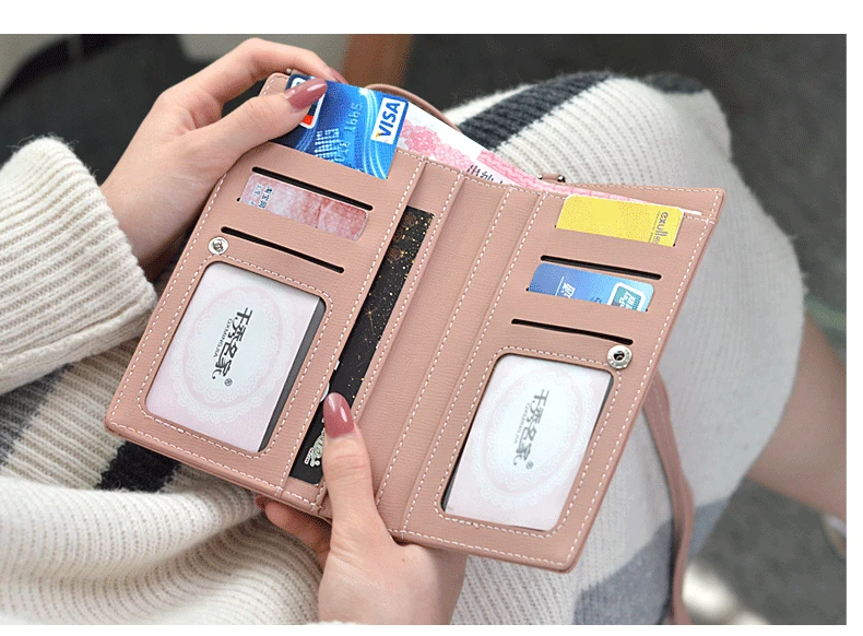 Высококачественные Брендовые повседневные однотонные длинные женские кошельки из искусственной кожи с застежкой, держатель для карт, мягкий женский кошелек, сумочка для кредитных карт