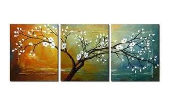

Full Blossom Hand-painted Oil Paintings Modern Canvas Wall Art pictures Decor Floral multi panel triptych 16x20inchx3pcs/set