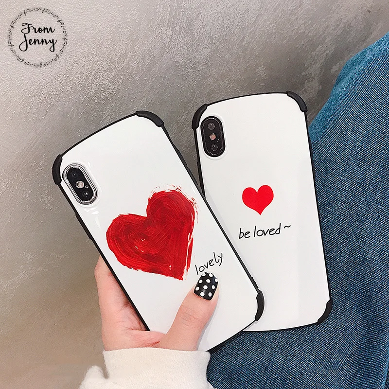 

From Jenny Simple anti-fall corner love for iPhone x xr xs max 6 6s 7 8 Plus solid color mobile phone silicone case