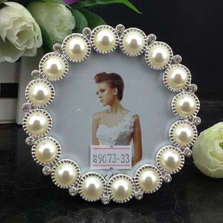 2pc lot european pearl frame round picture frame mini photo frame