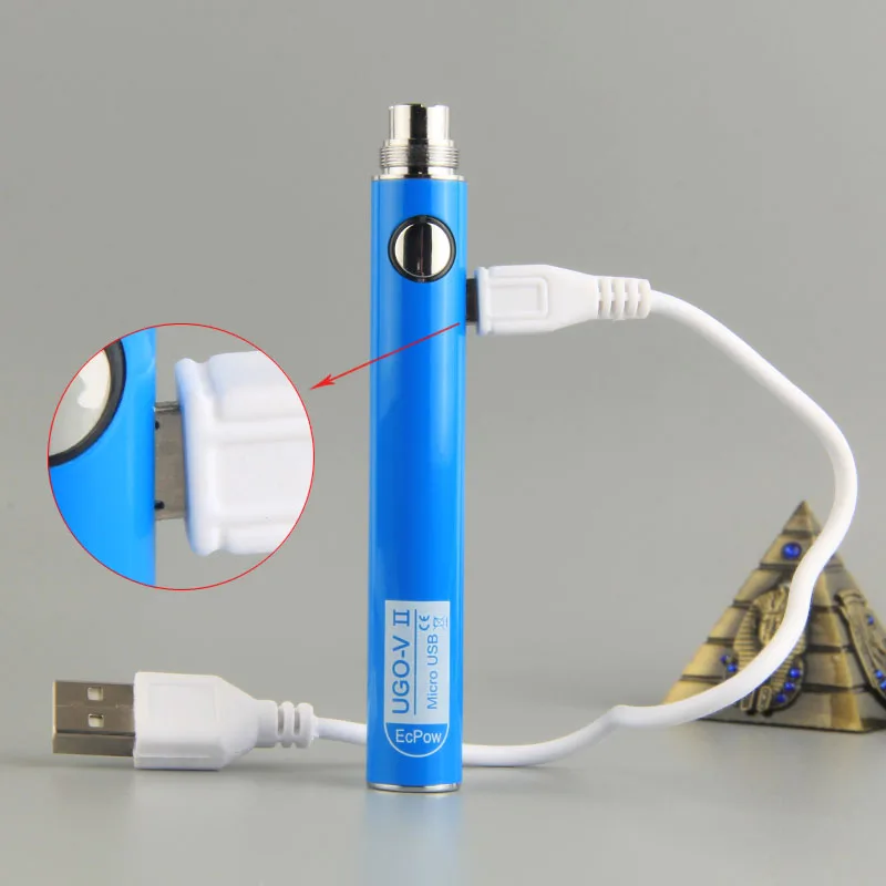 UGO V II Аккумулятор для электронных сигарет 650/900mah микро USB зарядное устройство для EGo 510 атомайзеры с резьбой E аккумулятор для электронной сигареты EGo