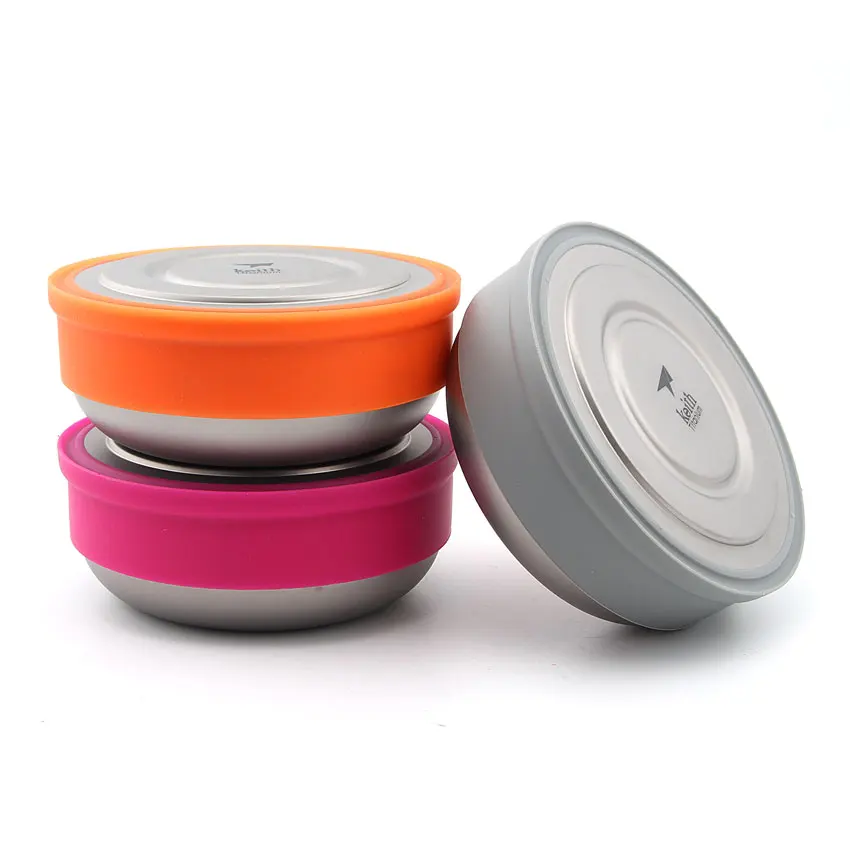 Keith Ti5378 3 piezas de titanio tazón con tapa portátil Bento cajas de almuerzo contenedor de alimentos de ultraligero tazón con llevando bolsa