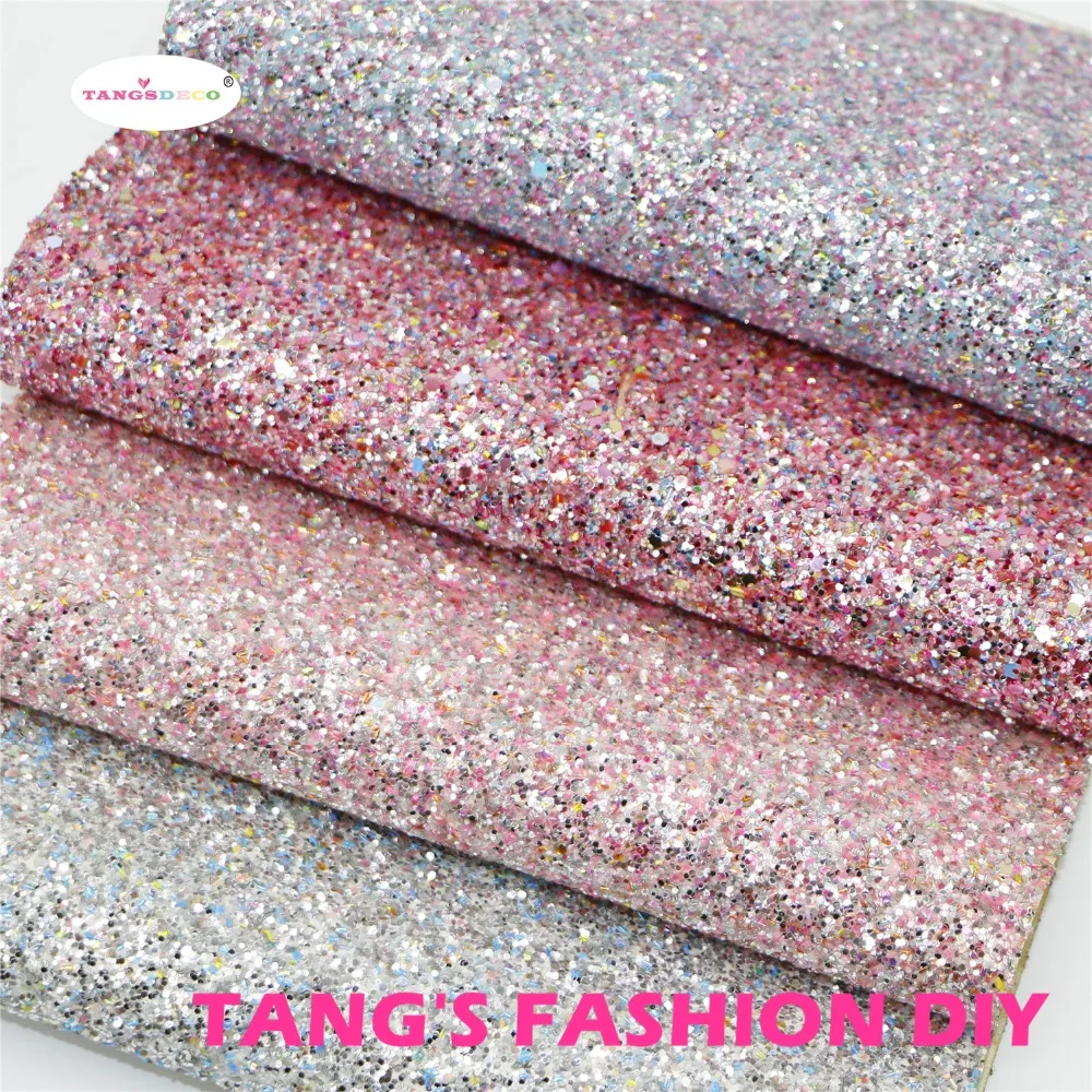 

12PCS---20X22CM DIY Hair Bow Material Chunky Gitter Mix Color Glitter PU Synthetic Leather