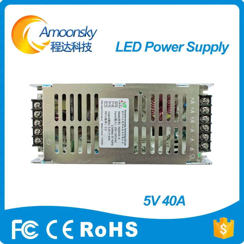 

G-energy Led Module Power Supply 5V 40A N200V5-A 200W 200 to 240V for Indoor Outdoor P5 P10 Led Panel