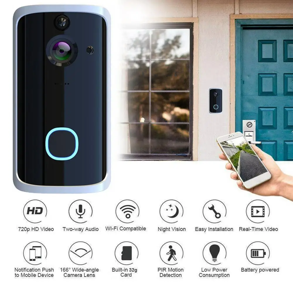 

Intelligent WiFi Video Doorbell Home Monitoring Video Voice Intercom