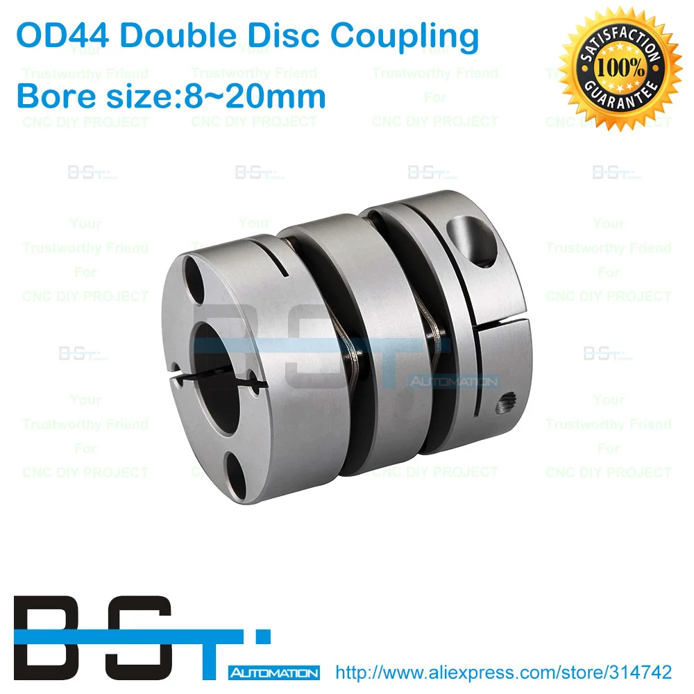 

Double Disc Coupling Dia.44mm 8.7N.m 8mm 10mm 11mm 12mm14mm 15mm 16mm 17mm 18mm 19mm 20mm Bore Size Motor Shaft Disk Coupler